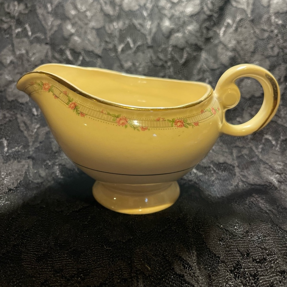 Taylor Smith and Taylor pink  rose  floral  gold trim creamer China